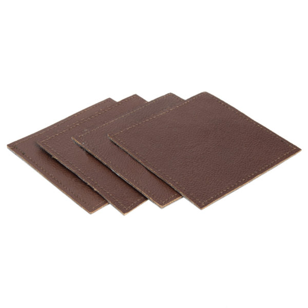 Cacos Brown White Cowhide Coasters Back