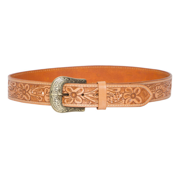 Belt07 Tan Tooling Leather Belt