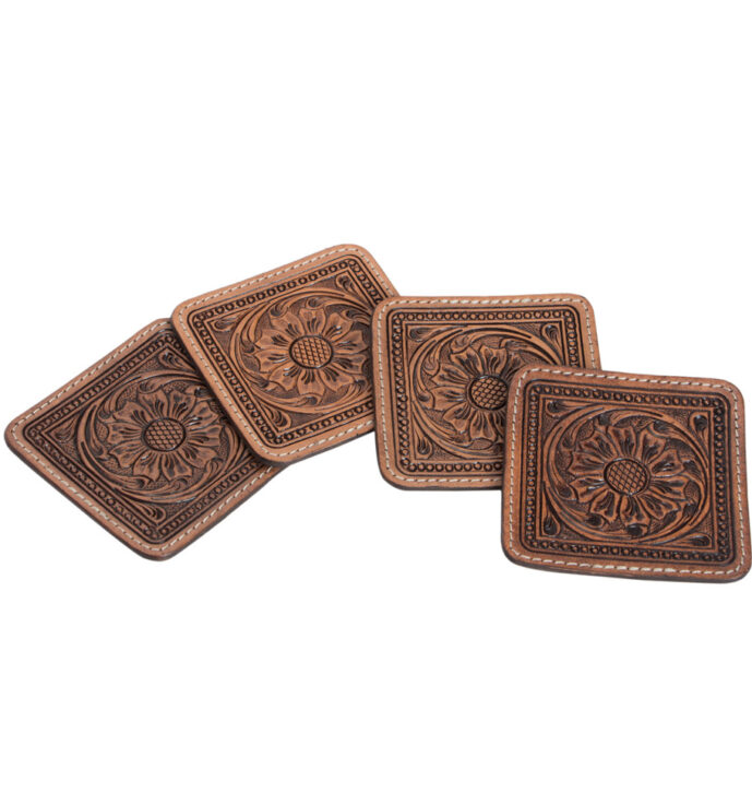 Tooled Leather Coaster Set of 4 – COSTO