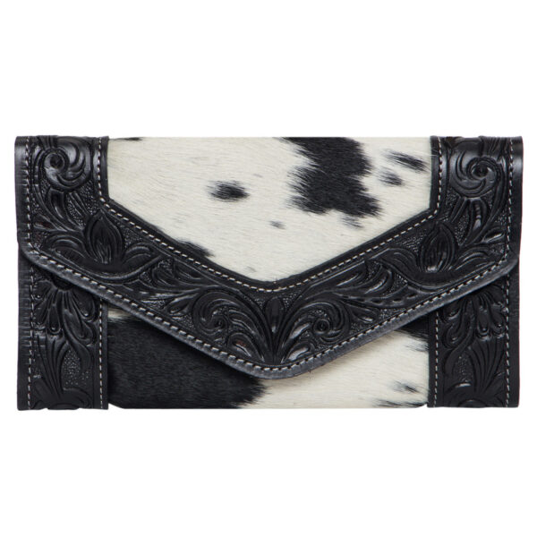 Aw26 Black White Cowhide Tooling Wallet