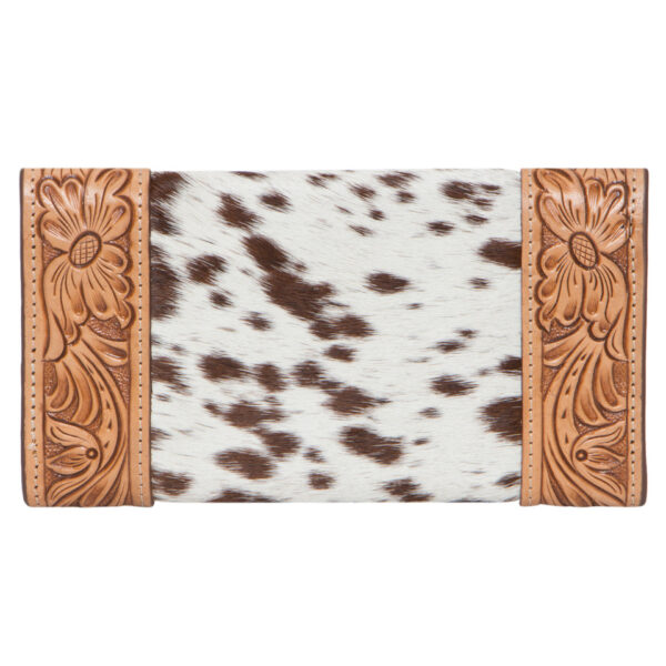 Aw26 Tan White Cowhide Tooling Wallet Back