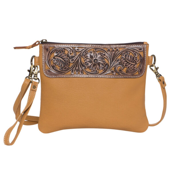 Tlb15 Tan Tooled Leather Clutch Bag