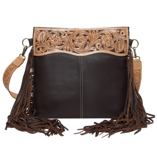 Tlb16 Brown Tooled Leather Bag