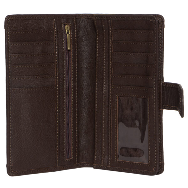 Tlw25turq Brown Tooled Leather Turq Base Wallet Open